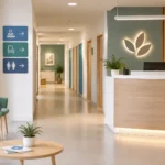 Accueil moderne d’une clinique lumineuse