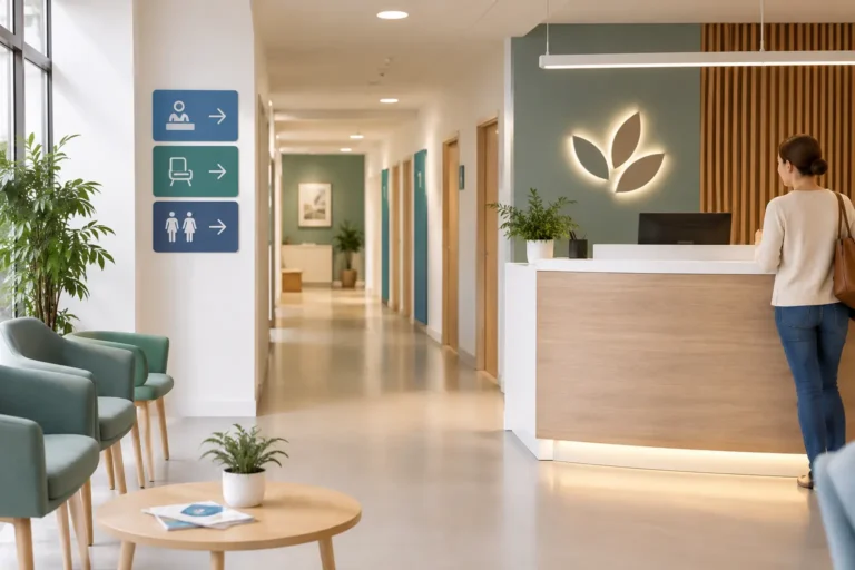 Accueil moderne d’une clinique lumineuse